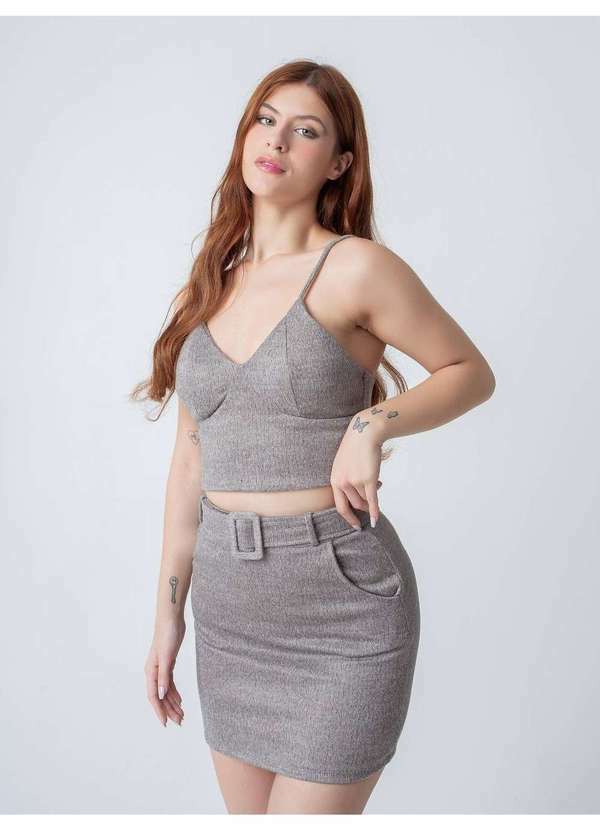 Susie Modas - Conjunto Texturizado Feminino Cinza