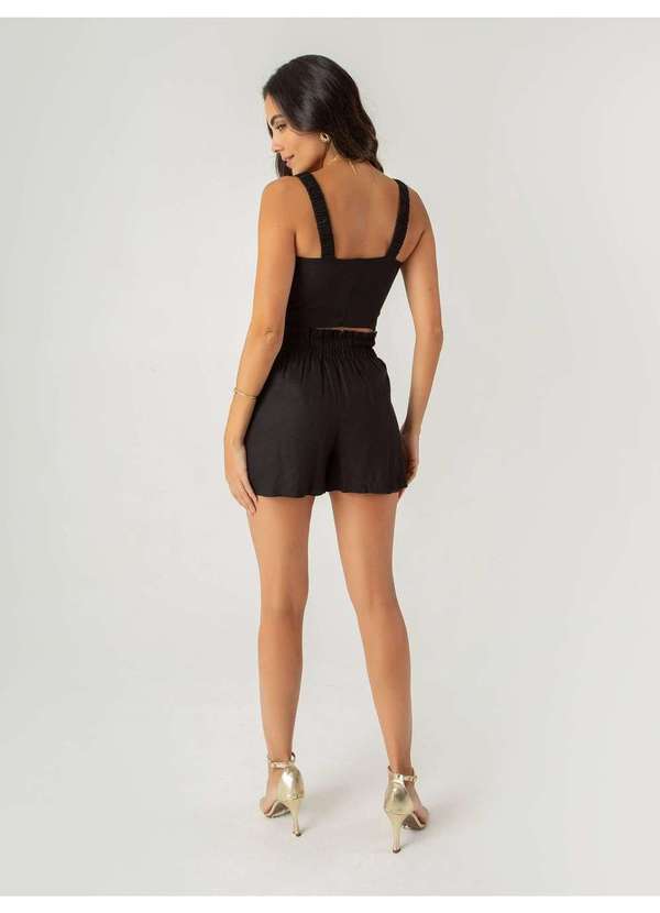 Susie Modas - Conjunto Top e Shorts com Elástico Feminino Preto 2