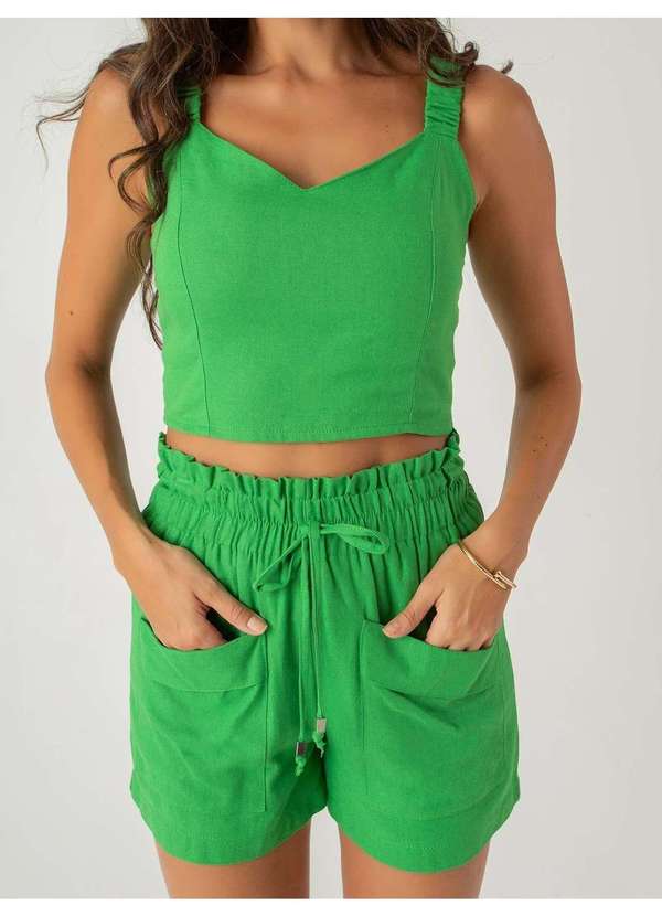 Susie Modas - Conjunto Top e Shorts com Elástico Feminino Verde 3