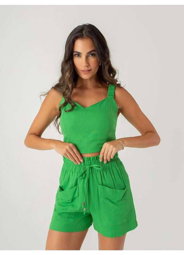 Susie Modas - Conjunto Top e Shorts com Elástico Feminino Verde 4