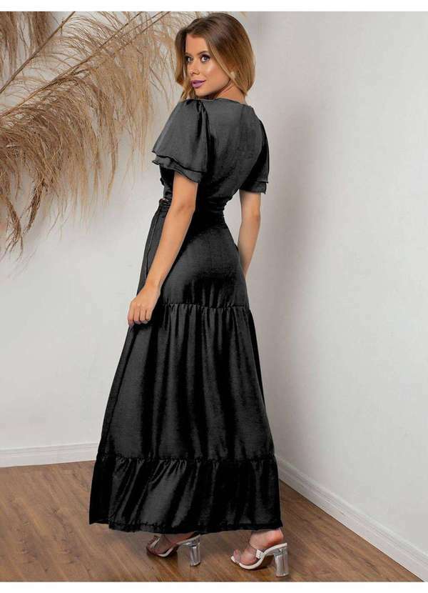 Susie Modas - Cropped Chiffon Franzido Feminino Preto 2