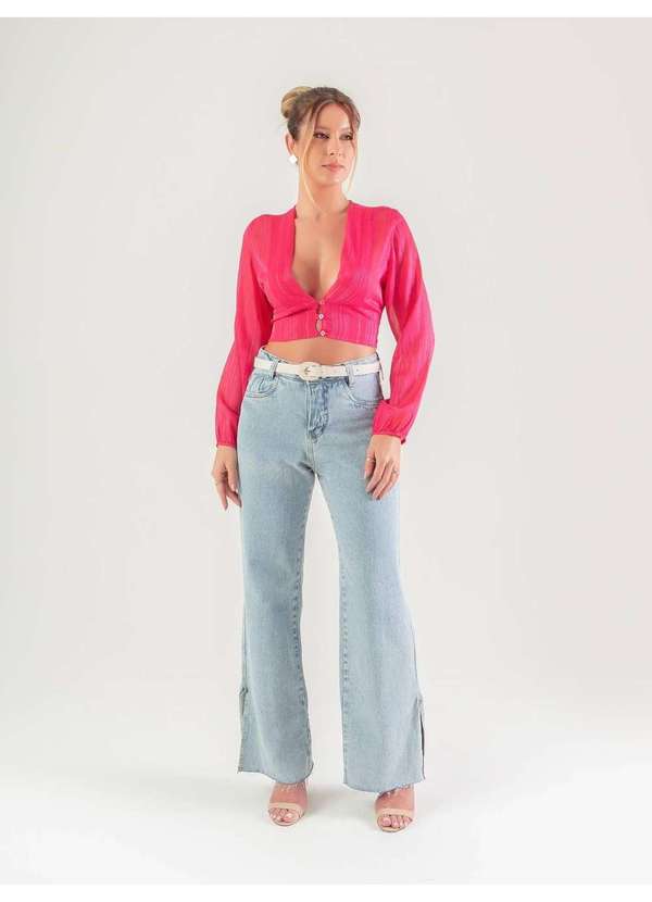 Susie Modas - Cropped Chiffon Metalizado Feminino Rosa 5