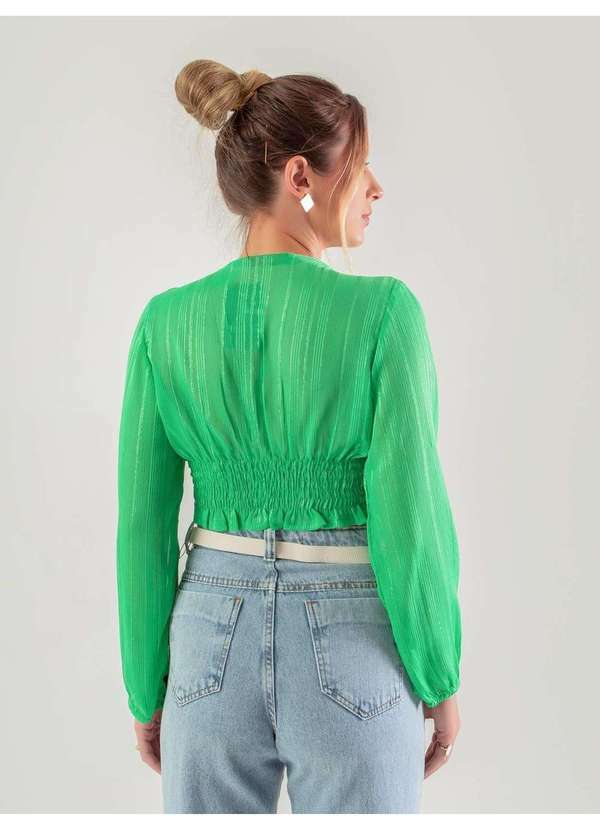Susie Modas - Cropped Chiffon Metalizado Feminino Verde 2