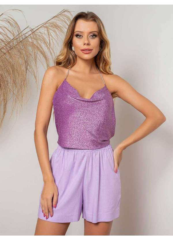 Susie Modas - Cropped Corrente Lurex Feminino Roxo