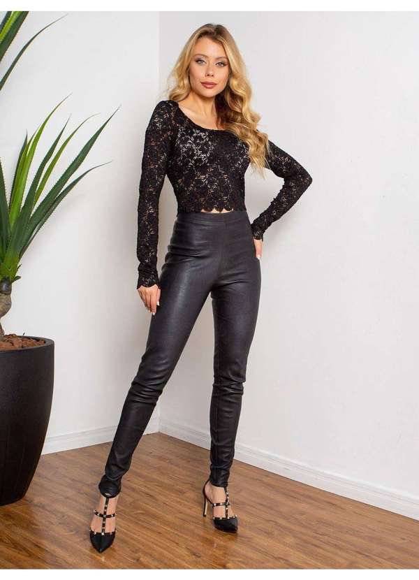 Susie Modas - Cropped Renda Feminino Preto 4