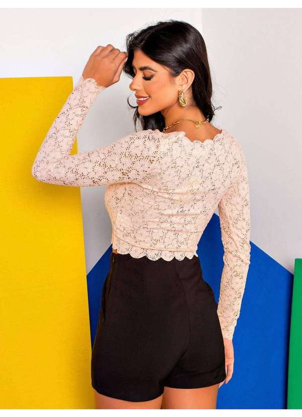 Susie Modas - Cropped Renda Feminino Rosa 2