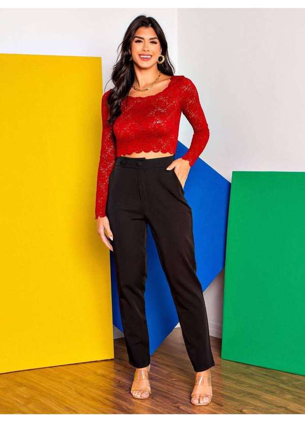 Susie Modas - Cropped Renda Feminino Vermelho 4