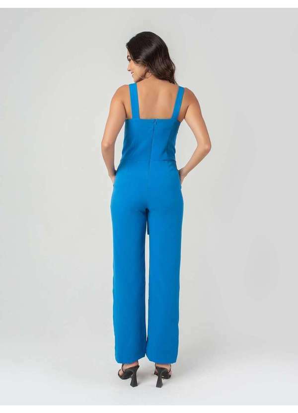 Susie Modas - Macacão Alças e Cinto Feminino Azul 2