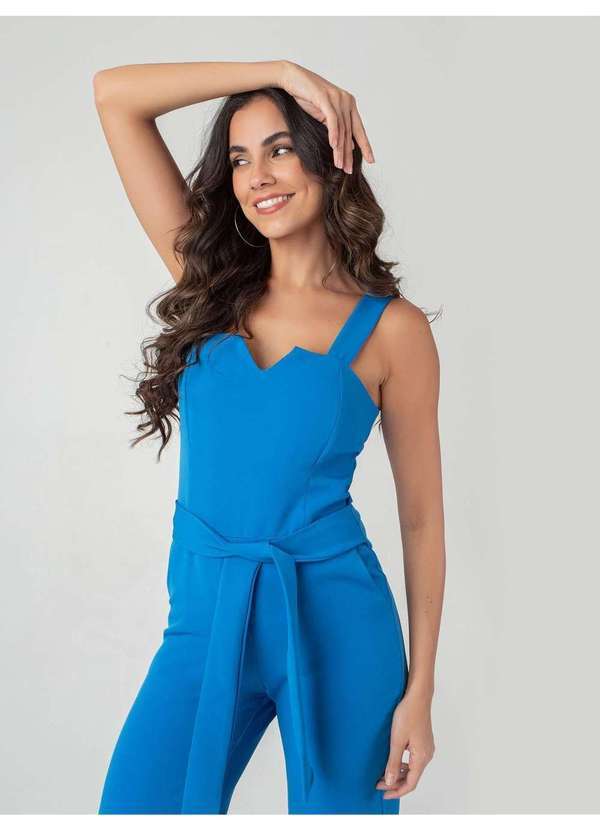 Susie Modas - Macacão Alças e Cinto Feminino Azul 4