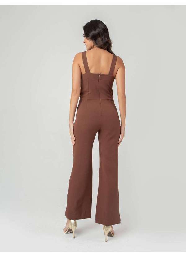 Susie Modas - Macacão Alças e Cinto Feminino Marrom 2