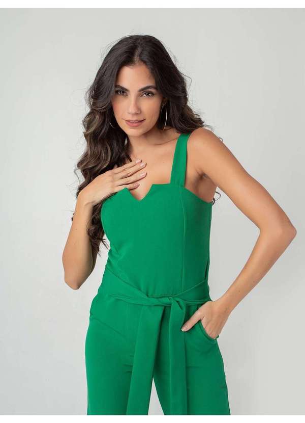 Susie Modas - Macacão Alças e Cinto Feminino Verde 3
