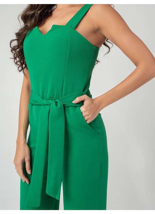 Susie Modas - Macacão Alças e Cinto Feminino Verde 4
