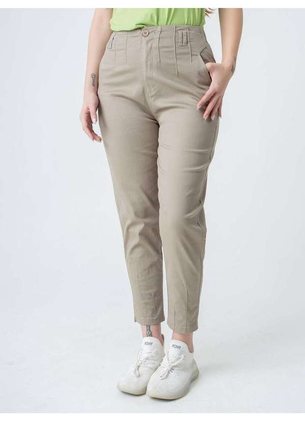 Susie Modas - Calça Cigarrete Feminina Bege