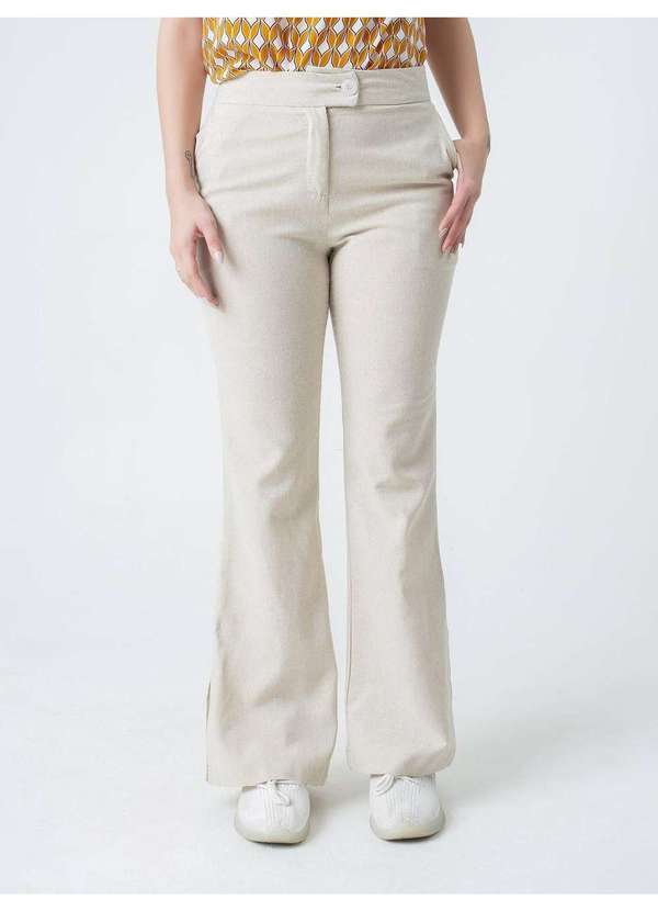 Susie Modas - Calça Flare Fenda Feminina Bege