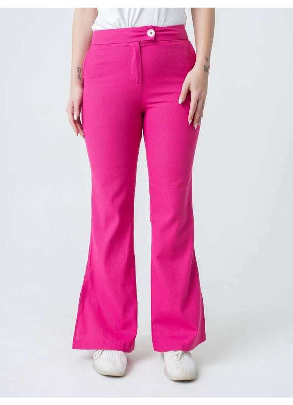 Susie Modas - Calça Flare Fenda Feminina Rosa