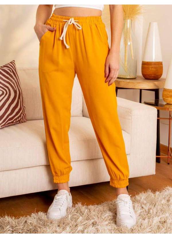 Susie Modas - Calça Jogger Cordão Feminina Amarelo