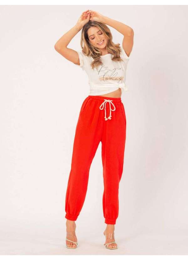 Susie Modas - Calça Jogger Cordão Feminina Laranja 4