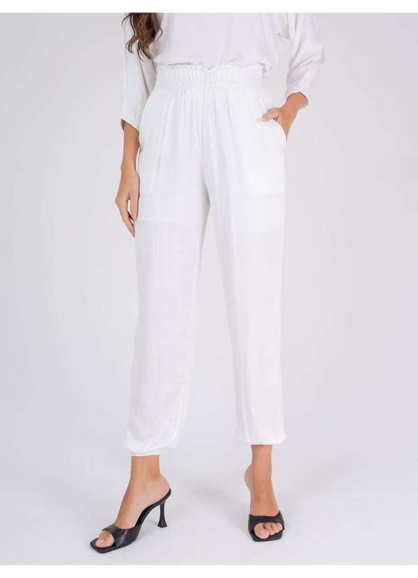 Susie Modas - Calça Jogger Viscose Feminina Branco