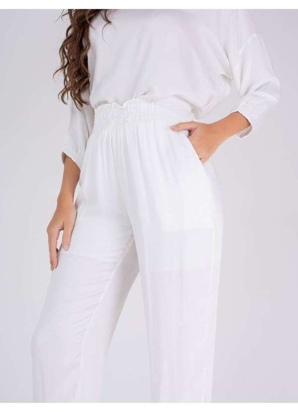 Susie Modas - Calça Jogger Viscose  Feminina Branco 3