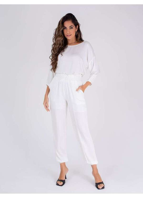 Susie Modas - Calça Jogger Viscose  Feminina Branco 5