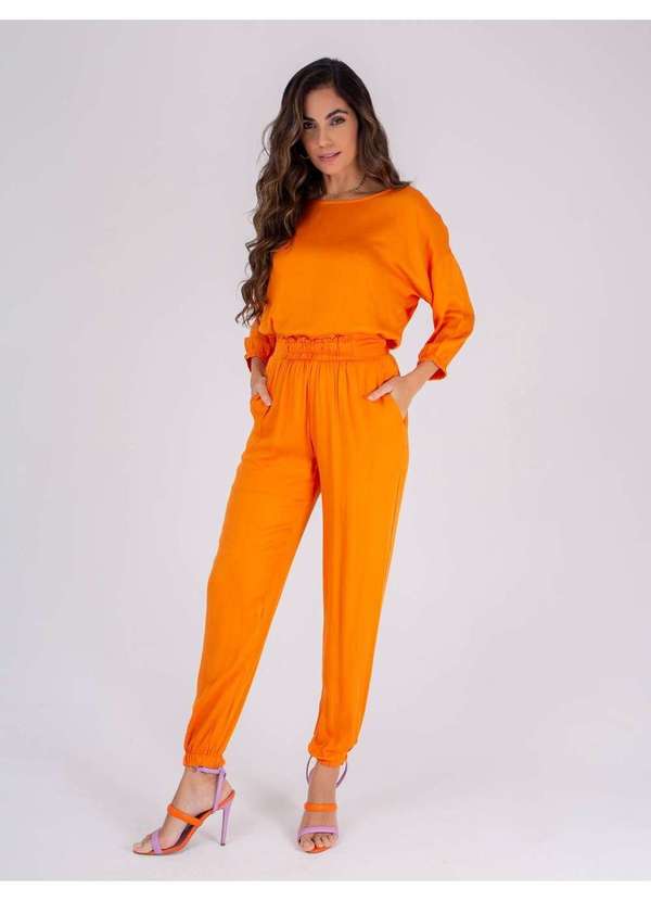 Calça jogger fashion laranja