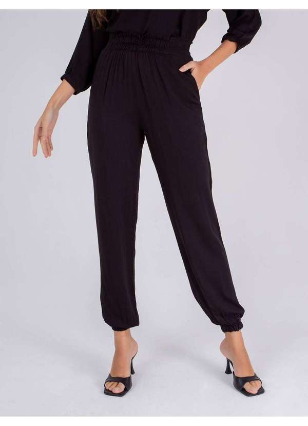 Susie Modas - Calça Jogger Viscose Feminina Preto
