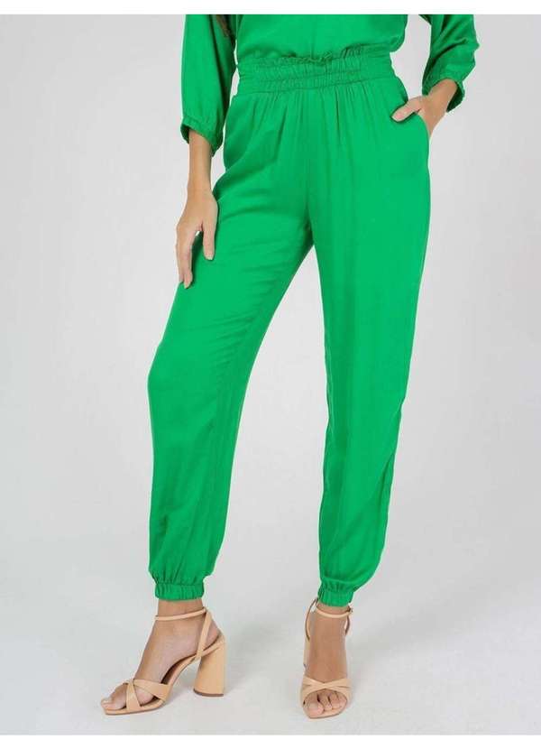 Susie Modas Calça Jogger Viscose Feminina Verde