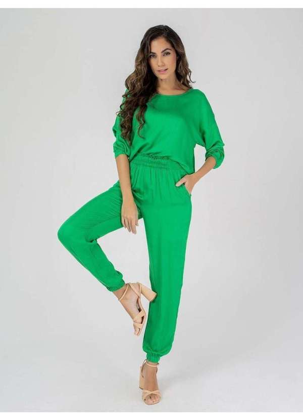 Susie Modas - Calça Jogger Viscose  Feminina Verde 5