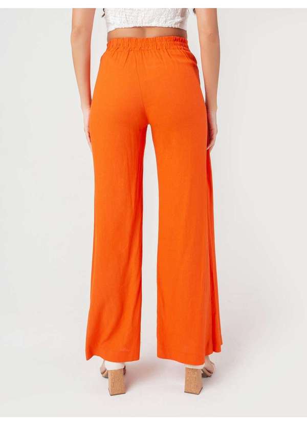 Susie Modas - Calça Pantalona Transpassada Feminina Laranja 2