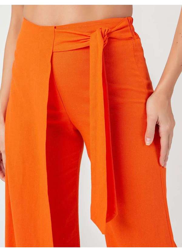 Susie Modas - Calça Pantalona Transpassada Feminina Laranja 3