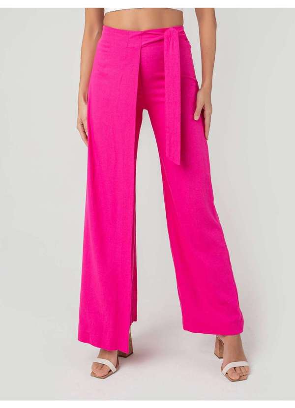 Susie Modas - Calça Pantalona Transpassada Feminina Rosa