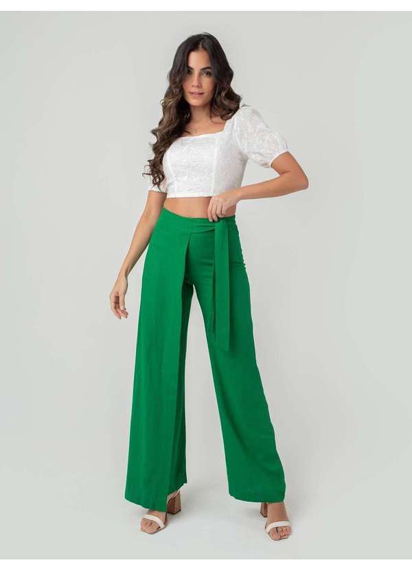 Susie Modas - Calça Pantalona Transpassada Feminina Verde 5