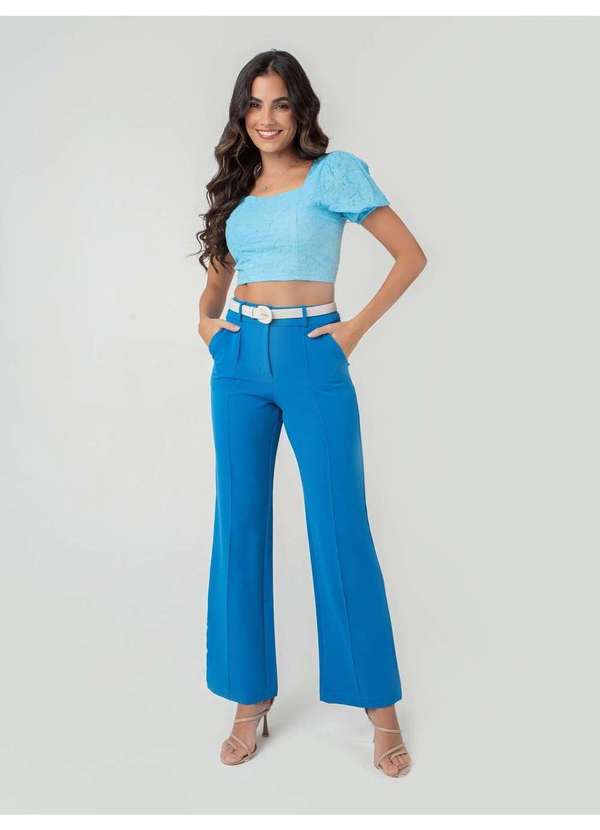 Susie Modas - Calça Reta Feminina Azul 4