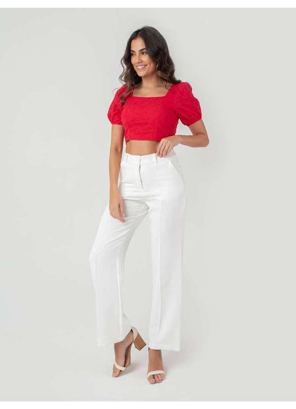Susie Modas - Calça Reta Feminina Branco 4