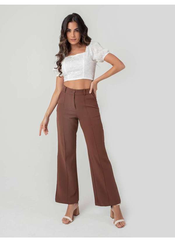 Susie Modas - Calça Reta Feminina Marrom 5
