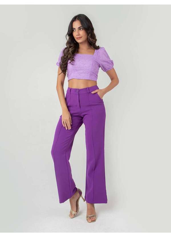 Susie Modas - Calça Reta Feminina Roxo 5