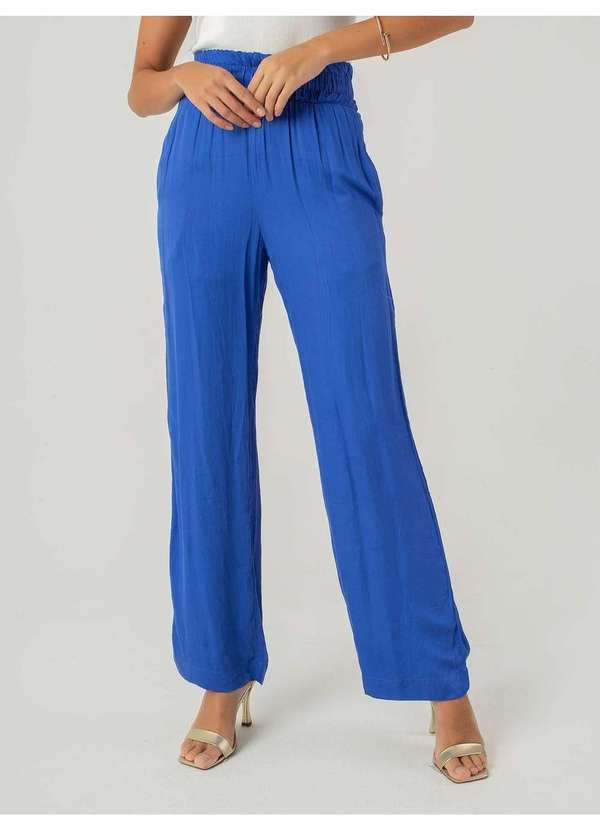 Susie Modas - Calça Reta Viscose Feminino Azul