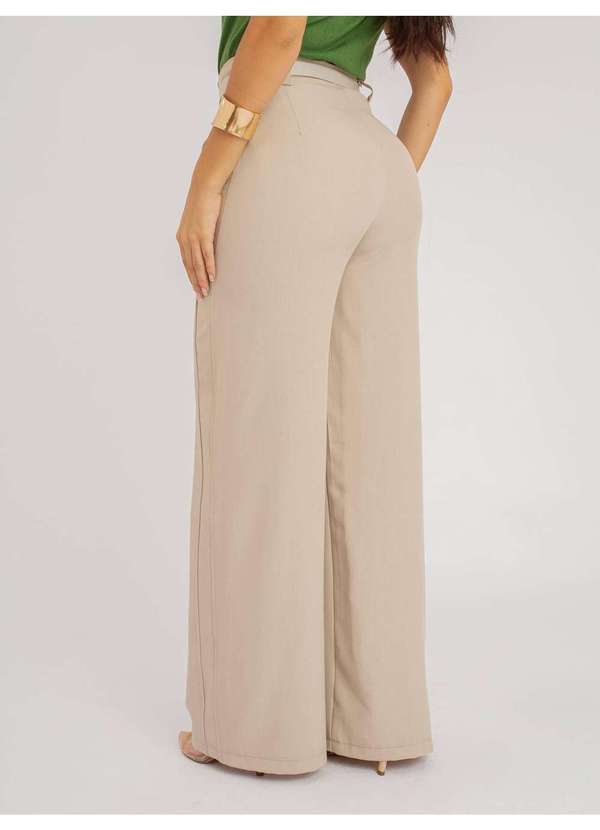 Susie Modas - Calça Susie Pantalona com Cinto Feminina Bege 2