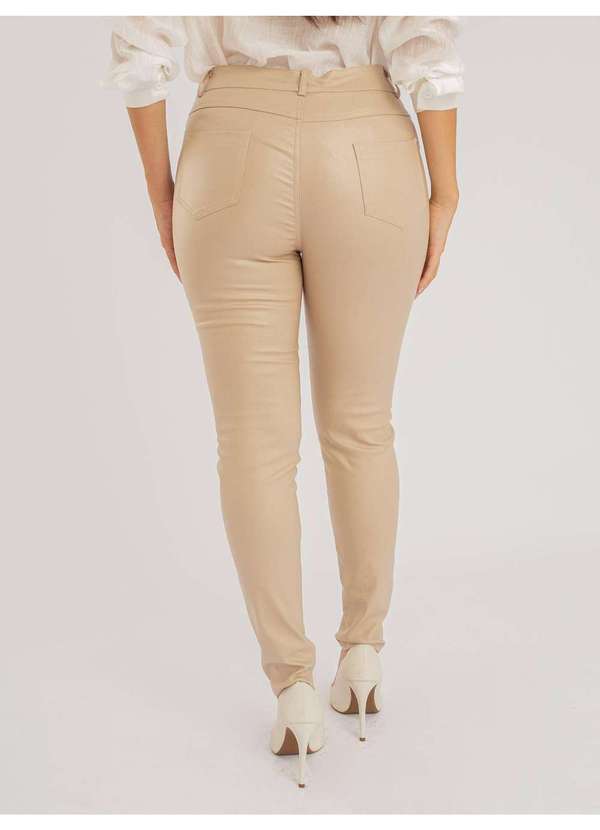 Susie Modas - Calça Susie Resinada com Nervura Feminina Bege 3