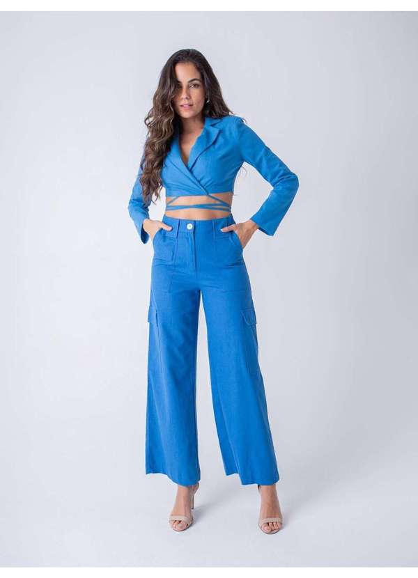Susie Modas - Calça Wide Leg Feminina Azul 6
