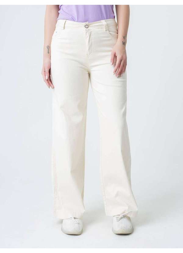 Susie Modas - Calça Wide Leg Feminina Branco