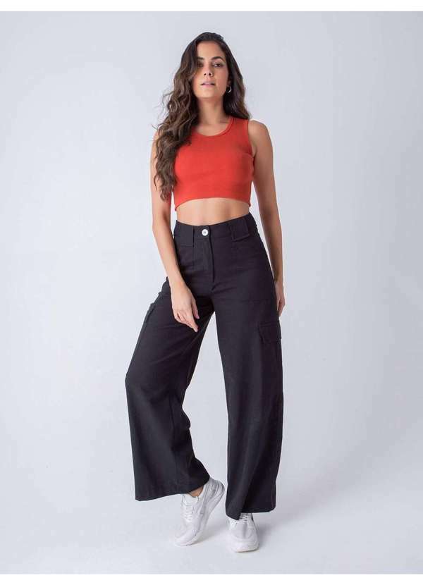 Susie Modas - Calça Wide Leg Feminina Preto 6