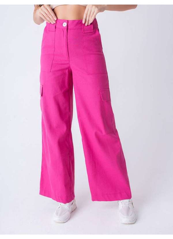 Susie Modas - Calça Wide Leg Feminina Rosa