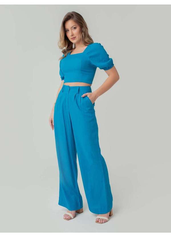 Susie Modas - Conjunto Cropped Princesa e Calça Feminino Azul