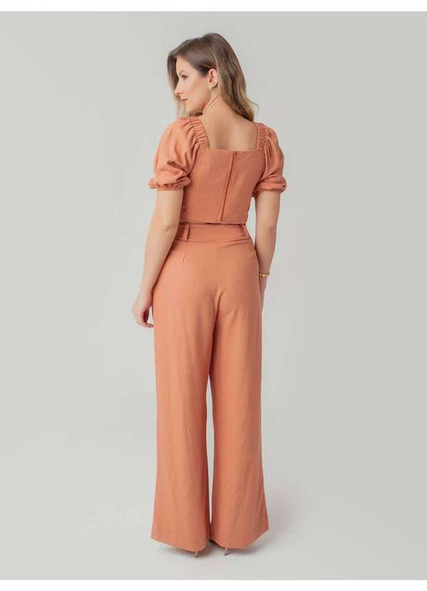 Susie Modas - Conjunto Cropped Princesa e Calça Feminino Marrom 2