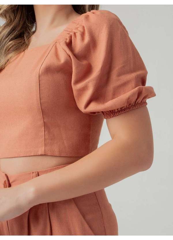 Susie Modas - Conjunto Cropped Princesa e Calça Feminino Marrom 3