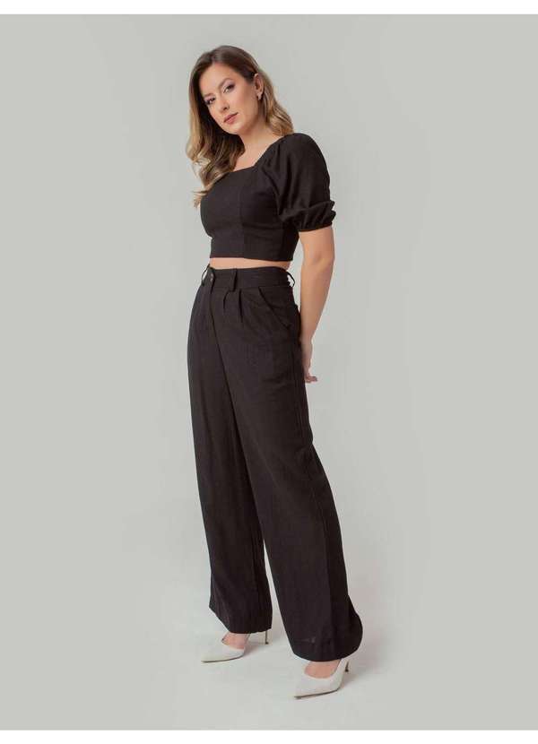 Susie Modas - Conjunto Cropped Princesa e Calça Feminino Preto