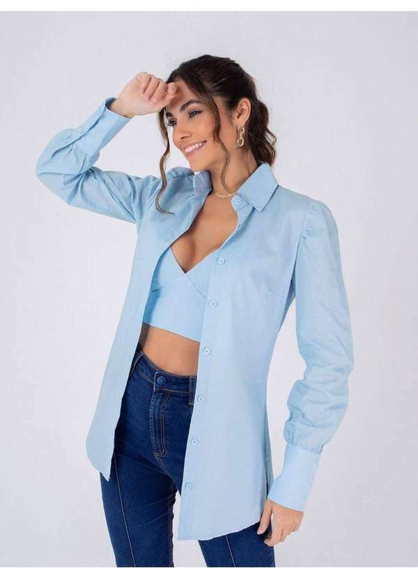Max Camisa com Top Feminina Azul Susie Modas