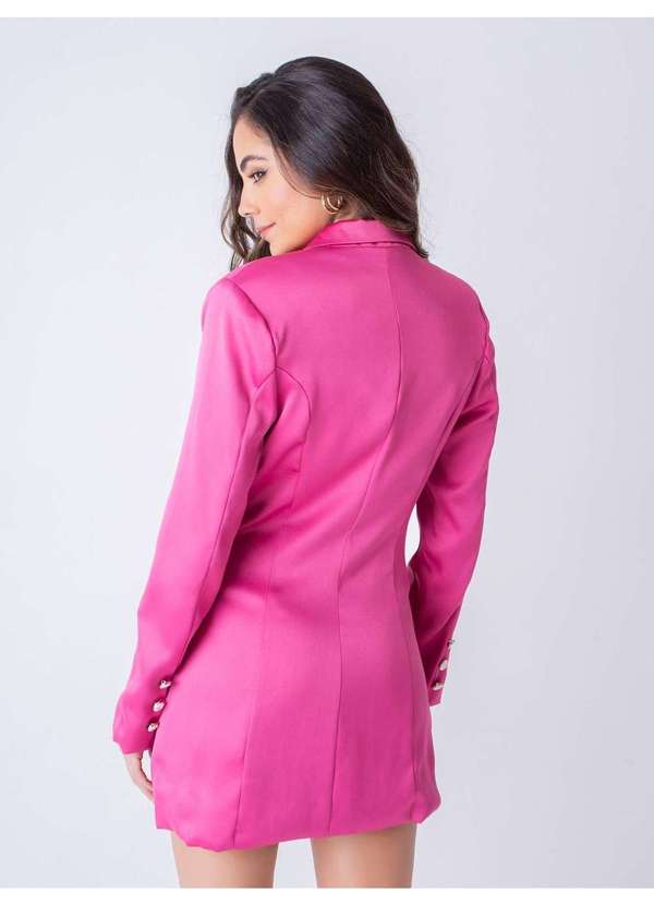 Susie Modas - Blazer Alongado Acetinado Feminino Rosa 2