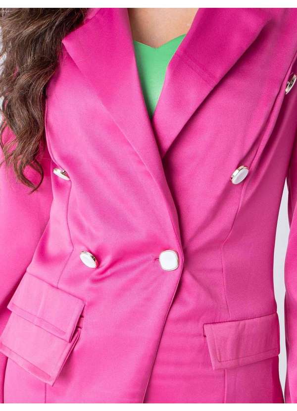 Susie Modas - Blazer Alongado Acetinado Feminino Rosa 3